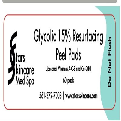 Stars Skincare Glycolic 15% Resurfacing Peel Pads, 60 Count, with Liposomal Vitamins A-C-E and Co-Q10