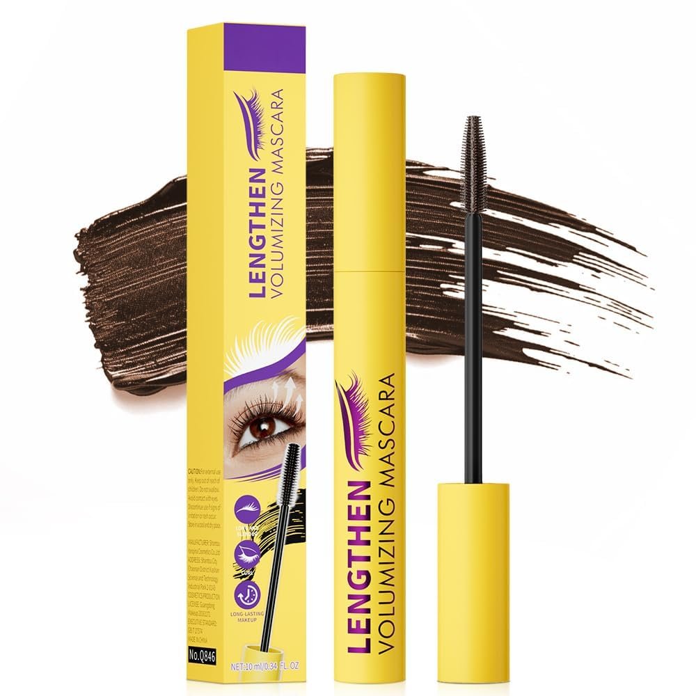 Bubble Mascara, 2026 Upgrade Volumizing Mascara, Waterproof Brown Mascaras for Sensitive Eyes, Clump-Free Lash Enhancer for Daily Use, Long Lash Mascaras for Women (1pcs-brown)