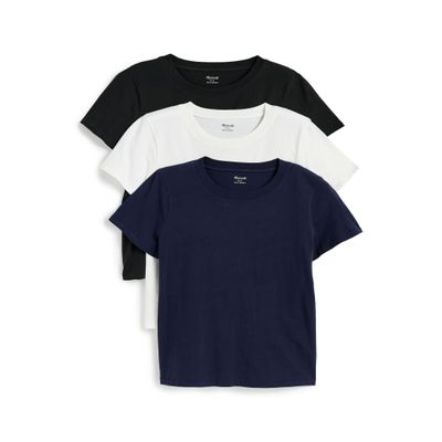 Madewell Womens Northside Crew Tee 3-Pack White Black Berry Small