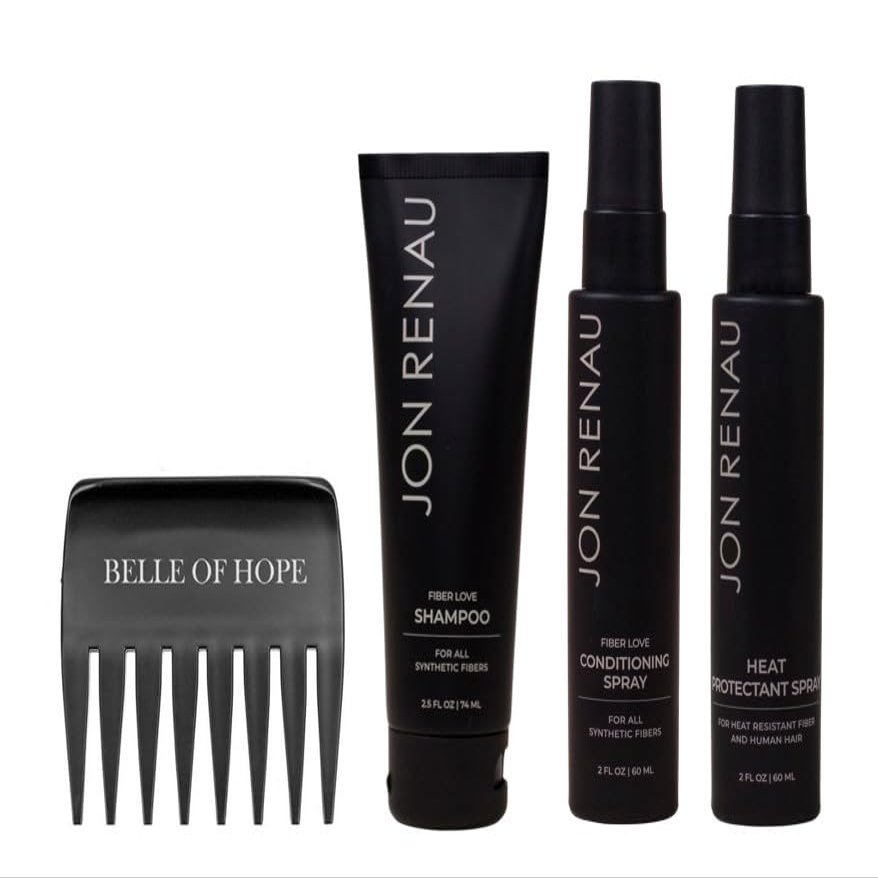 Fiber Love Synthetic Hair Care Heat Protectant 4 Piece Kit (Full Size or Travel Size) (Travel Size Kit (2.0 oz))