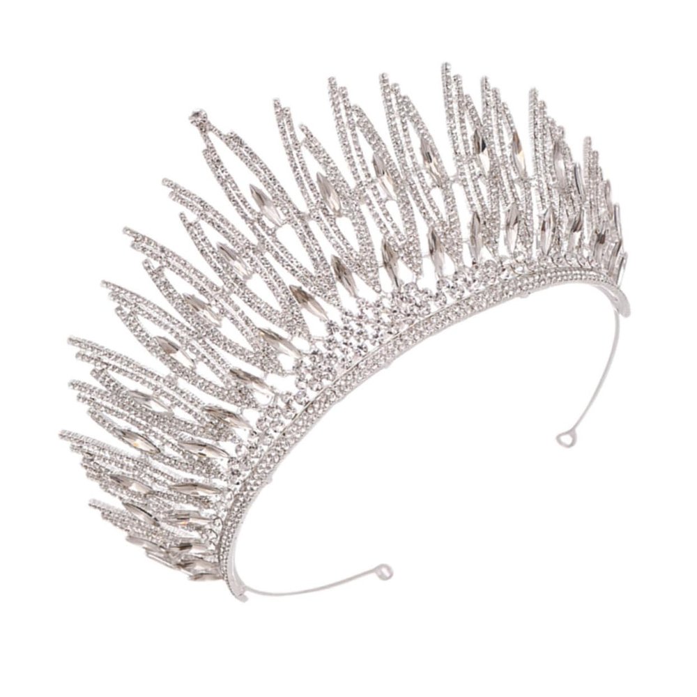 WRITWAA 1pc Bridal Crown Tiara Elegant Silver Wedding Headpiece Diamond Studded Design for Brides Lightweight Durable for Weddings Engagements Parties