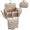 BAGSMART Puffy Travel Makeup Bag, Portable Hanging Toiletry Organizer with Removable Partition, Organizer for Travel-Sized Shampoo, Conditioner, Brushes Set, makeup Accessories, Camel view 1
