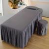 Gray1,75x190cm/29.5x74.8in,Massage Table Sheet Set,Reusable Massage Bed Cover with Breather Hole Washable Linen Beauty Spamassage Table Skirt All-Round Wrap Protective Cover view 1