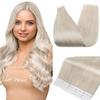 Full Shine Invisible Tape in Hair Extensions Color 1000 Blonde Seamless Real Human Hair Double Sided Tape in Extension Soft Glue in Brazilian Remy Skin Weft 40 Pcs 100 Grams view 1