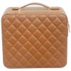 EHCBFCVN Pink Portable Three-Colour Makeup Case, Travel Beauty Storage Bag, Large Capacity Removable Compartment Design, With LED Mirror(Brown) view 1
