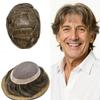 Toupee for Men Real Human Hair Pieces Durable Fine Monofilament Hair System for Men Hairpieces Replacement Unit Natural Hairline Mens Toupee8*10-120% Density#540#5 Medium Light Brown+40% Grey view 1