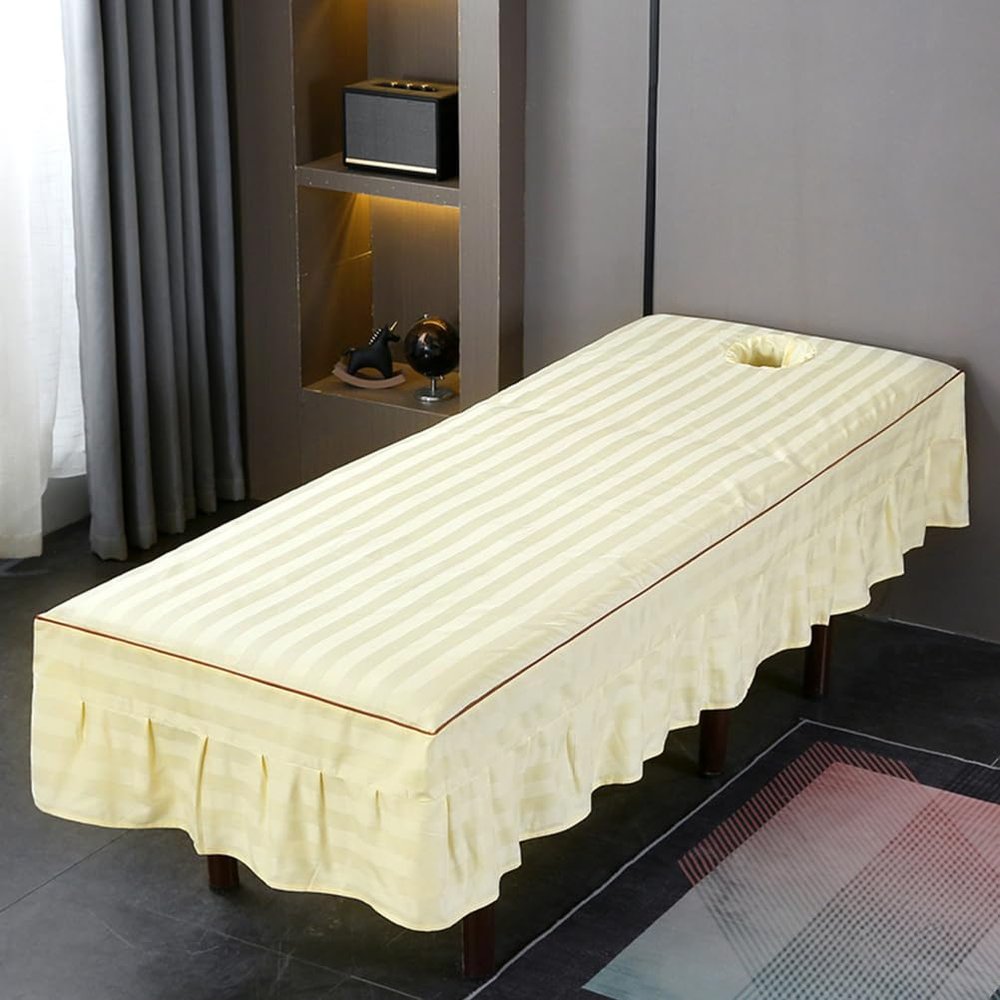 Beige,70x190cm/27.5x74.8in,Massage Bed Cover with Breather Face Hole,Elastic Washable Massage Bed Sheets Beauty Beauty Salons SPA Protective Bed Cover Massage Table Skirt
