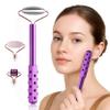 4-in-1 Germanium Stone Face Massager Beauty Roller for Up Lifting and Skin Care, Anti-Aging Beauty Tool with 3 Replaceable Heads - Jade Stone, Stainless Steel and 0.25mm Microneedle view 1