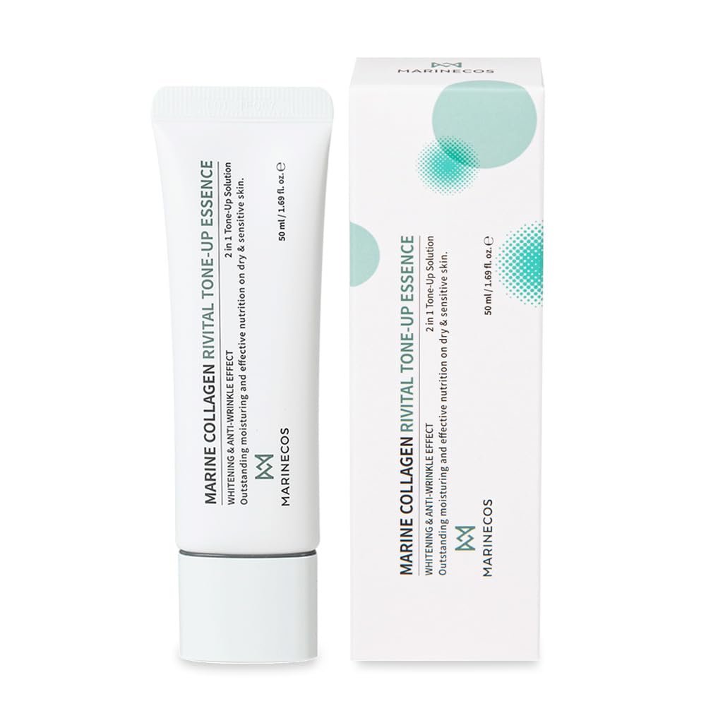 Marinecos Tone Up Essence 50ml  Lightweight Radiance Boosting Cream for Healthy Glow  Daily Skin Glow Moisturizer for Tired-Looking Skin  Smooth Texture Finish