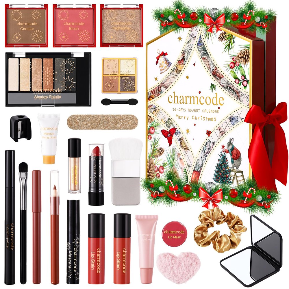 CHARMCODE Makeup Advent Calendar 2025, 24 Days Christmas Countdown Calendar Gift Set for Adult Women Teen Girls, Xmas Holiday Beauty & Cosmetic Surprise Make up Kit for Women Full Kit