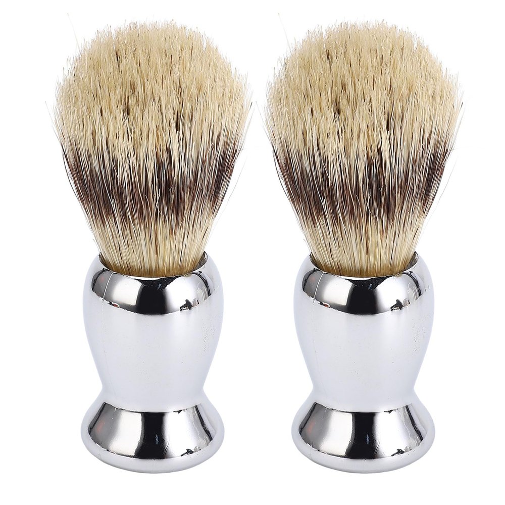 2Pcs Shaving Brush for Men, Long Soft Dense Brush Hair with Handle for Foaming Cream and Beard Shaving