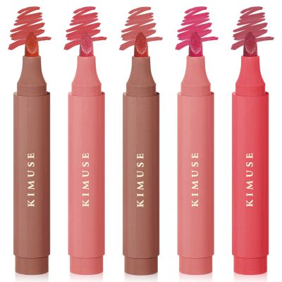 KIMUSE Lip Stain Set, 5 PCS Long Lasting Waterproof Smudgeproof Lip Liner Stain, Matte Natural Finish, All Day Wear Lip Color