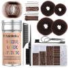 224Pcs Hair Styling Kits: Hair Wax Stick, 100 Clear Hair Elastics, 10 Invisible Hair Nets, 50 U Clips, 50 Bobby Pins, 4 Hair Buns, 3 Combs, 2 Loop Tools, All-in-One Set for Women Girls w/Storage Box view 1