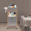 DELOPVIO Salon Storage Cart, 3 Drawers Mobile Salon Storage Cart, w/Hair Dryer Holder, 3 Drawers & 2 Open Tier Categorize, Hairdressing Tools Station Mobile Makeup Case view 2