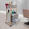 DELOPVIO Salon Storage Cart, 3 Drawers Mobile Salon Storage Cart, w/Hair Dryer Holder, 3 Drawers & 2 Open Tier Categorize, Hairdressing Tools Station Mobile Makeup Case view 4
