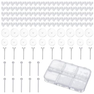 140 PCS Silicone Earring Backs for Studs 5/7 Mm Piercing Disc Bump Ball Flat Silicone Studs for Sports Clear Backs Earring Retainers Soft Clear Disk Pads Replacement Kits for Sports Work DIY