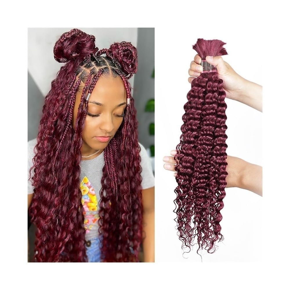 ZHONGCHENGWU Braiding Hair, Deep Wave Human Hair Bulk - No Weft, Ideal for Braiding Hair Extensions Hair Extensions(16 18 20inch)