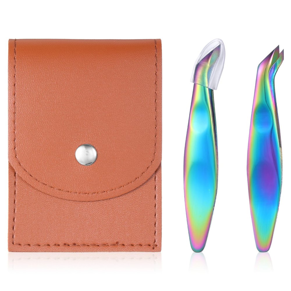 2Pcs Mini Cuticle Cutter, Stainless Steel Hangnail Clipper with Brown Leather Case Professional Small Nail Cuticle Trimmer Precise Pointed Tip Cuticle Nippers for Trim Nail and Dry Skin