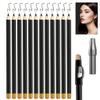12 PCS Wooden Hard-Core Eyebrow Pencils for Women, 2025 Upgrade 2 in 1 Eyeliner and Eyebrow Pencil, Waterproof and Sweat-Proof Dark Brown Eyebrow Pencil Set with Sharpener for Beginner (Black) view 1