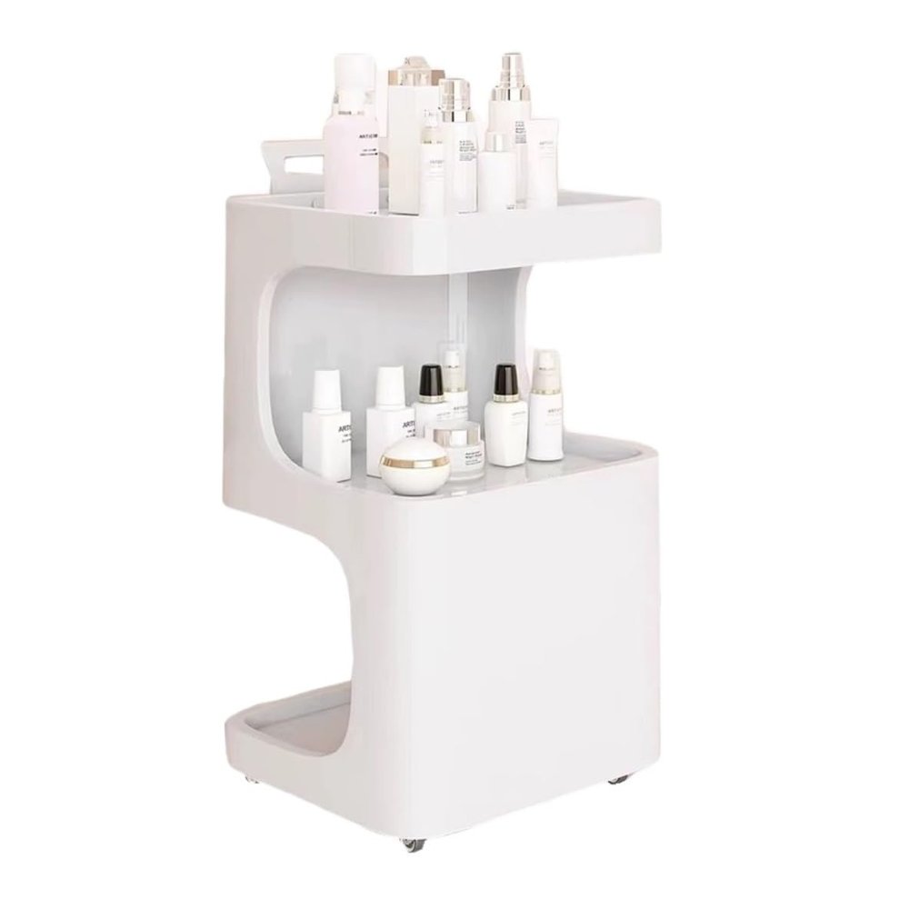 XDMINGY Mobile Hair Station for Tools Storage 3 Tier Salon Rolling Storage Kitchen Movable Trolleys Density Board Beauty Salon Cart with Wheel Rolling Trolley(White)