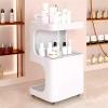 XDMINGY Mobile Hair Station for Tools Storage 3 Tier Salon Rolling Storage Kitchen Movable Trolleys Density Board Beauty Salon Cart with Wheel Rolling Trolley(White) view 2