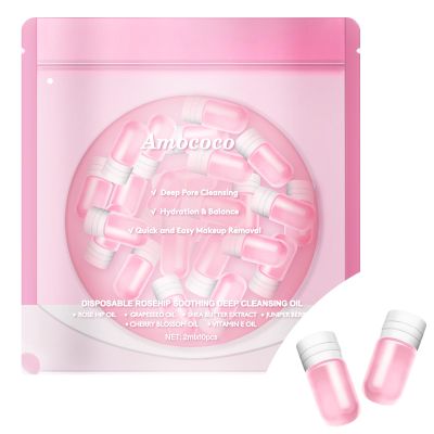 Amococo Makeup Remover Capsules - 10 Count | With Camellia Oil, Squalane & Rose Oil