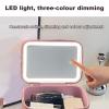 EHCBFCVN Pink LED Makeup Case, Portable Large-capacity Cosmetics Storage Bag, Handheld Travel Beauty Box, Detachable Three-colour Adjustable Mirror(Black) view 4
