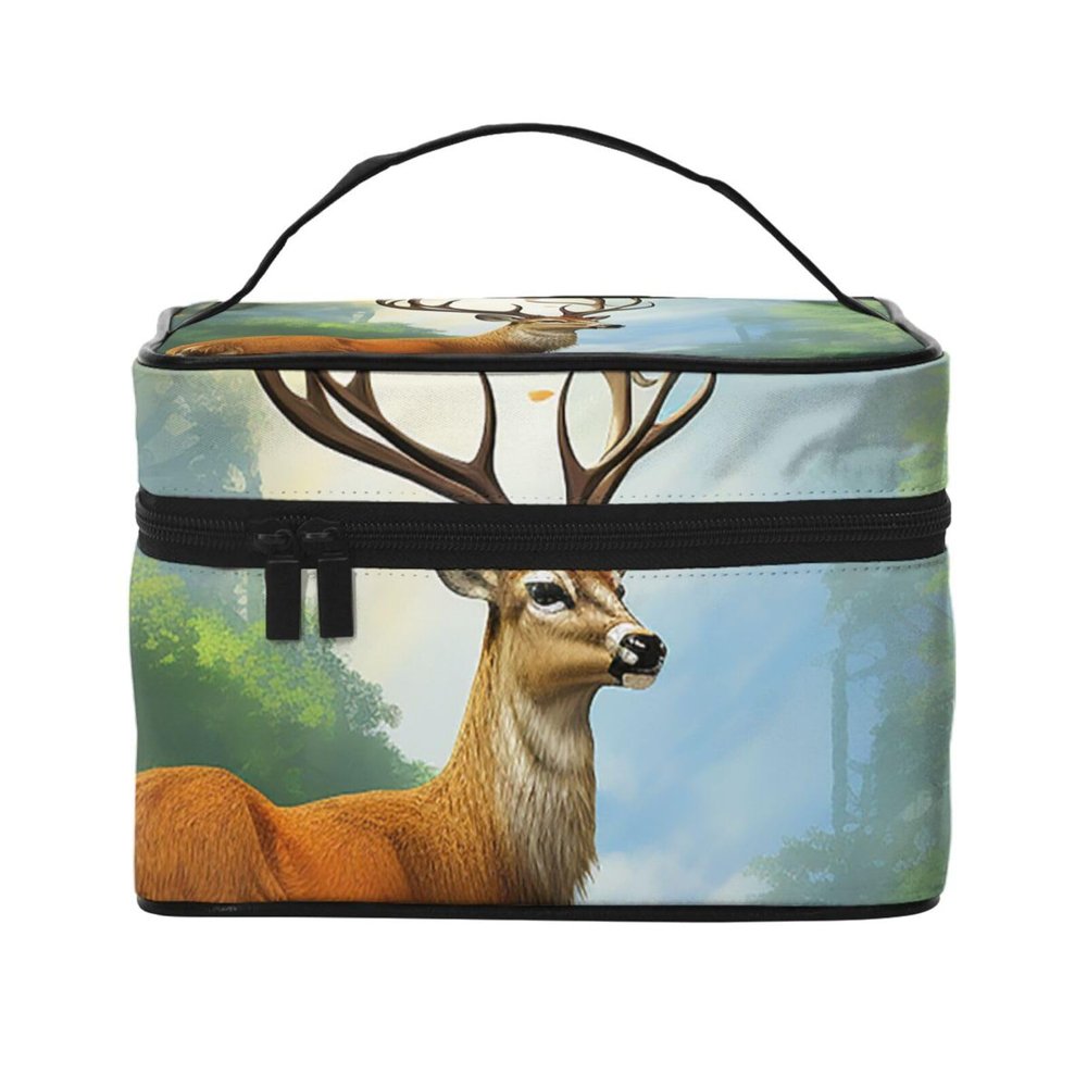 SDTYKHJ Makeup Bag for Women Cosmetic Bag Travel Toiletry Bag Deer Forest Make Up Organizer with Handle