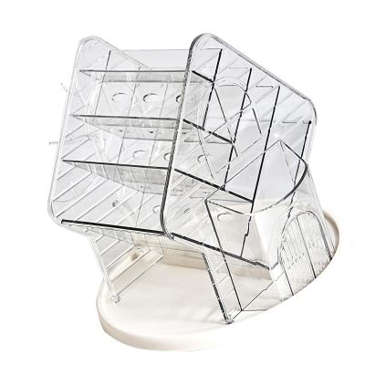 360 Rotating Makeup Organizers Clear Cosmetic Storage Holder Tray Jewelry Hanger Rack for Vanity and Bathroom Desktop