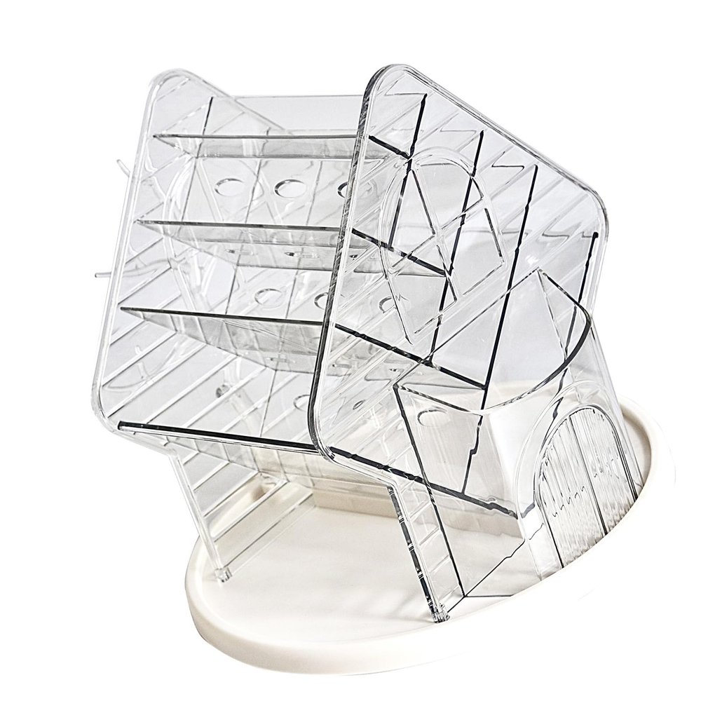 360 Rotating Makeup Organizers Clear Cosmetic Storage Holder Tray Jewelry Hanger Rack for Vanity and Bathroom Desktop