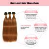 KODRHAR Ombre Light Brown Straight Human Hair Bundles 26 28 30 Inch T1B/30 Brown Bundles Human Hair 10A Brazilian Virgin Quick Weave Hair for Black Women view 2