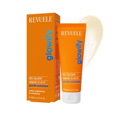 Revuele Go Glow! Gentle Exfoliant 2.7 fl.oz Brightening & Hydrating Daily Face Gel Polish with Vitamins C, E & F Smooth, Radiant Skin