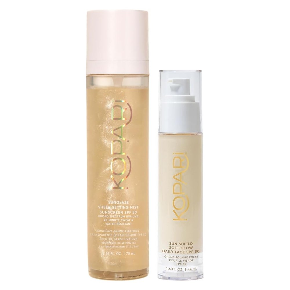 Kopari Sunglaze Sheer Setting Mist Sunscreen SPF 50 & Sun Shield Soft Glow Daily Face SPF 30