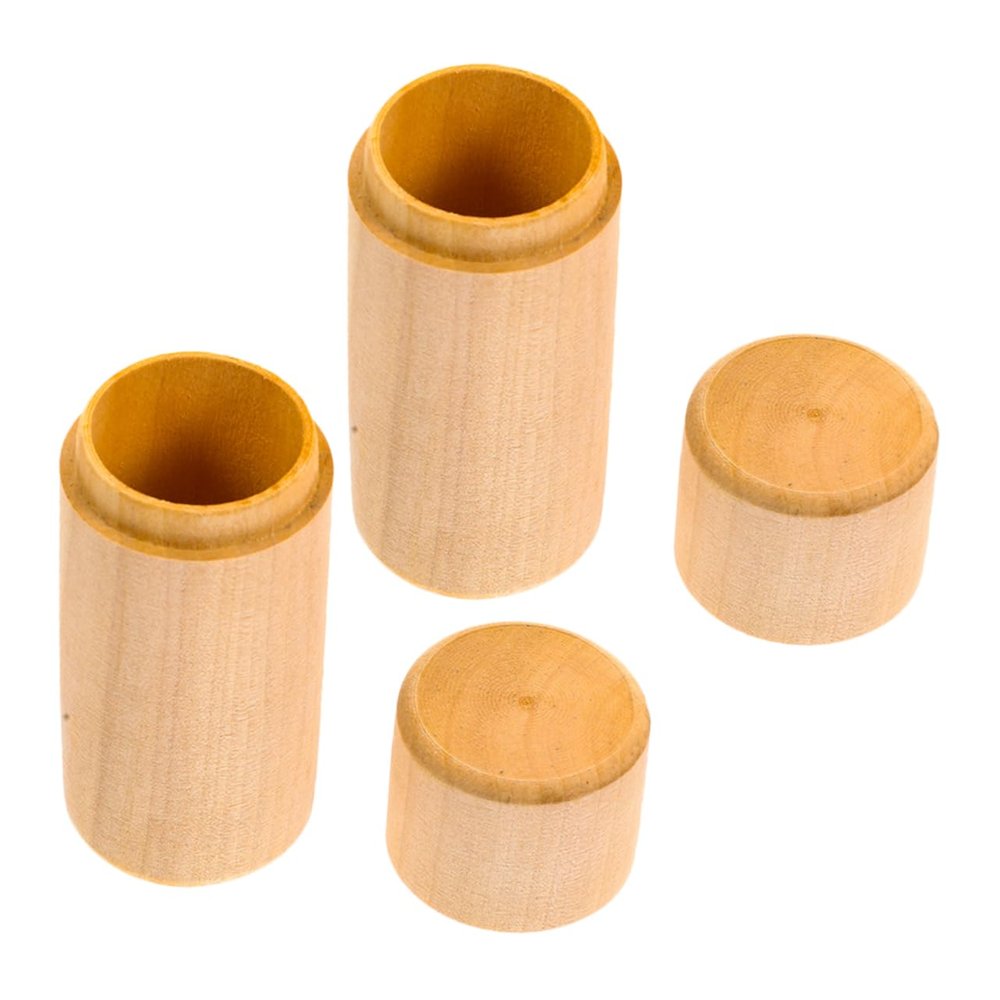 BUTIFULSIC 2pcs Wooden Essential Oil Storage Box Compact Bottle Holder for Travel Natural Wood Cylinder Organizer for Essential Oils and Cosmetics