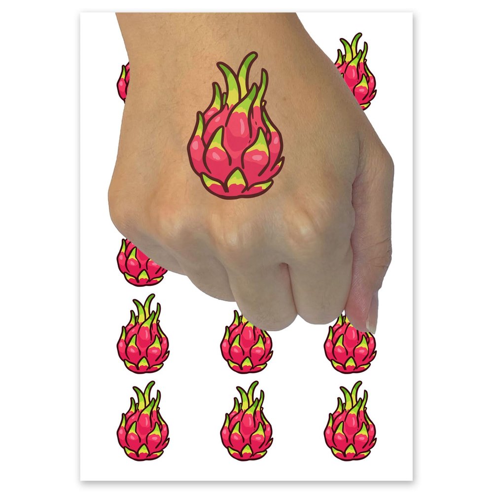 Pitaya Dragon Fruit Cactus Temporary Tattoo Water Resistant Fake Body Art Set Collection - 15 2" Tattoos (1 Sheet)