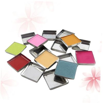COLLBATH 56pcs Empty Square Metal Pans for DIY Eyeshadow Blusher and Pressed Powder for Magnetized Makeup for Versatile Cosmetic Projects