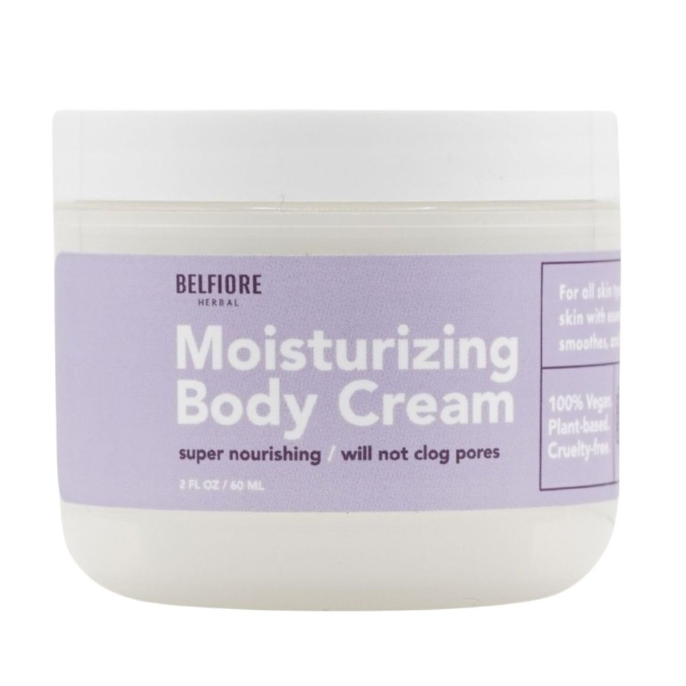 Belfiore Herbal 100% All Natural Moisturizing Body Cream | Grapeseed Oil, Shea Butter & Lavender | Softens, Firms & Smooths Skin | Vegan, Non-GMO | Made in the USA | 4 oz