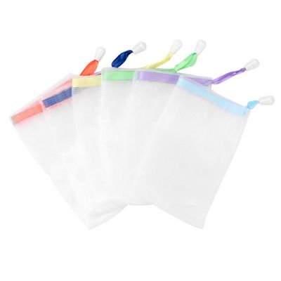ARTSEWPLY 50pcs Bubble Net Soap Mesh Pouch Set Portable Exfoliating Holder for Handmade and Bar Soap for Facial Cleansing Includes Ribbon and Round Buckle