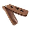 minkissy Wooden Folding Mustache Comb Wide Tooth Barber Comb for Men Engraved Travel Pu Case for Beard Care view 1