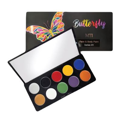 CosmeticsxMTI | Face & Body Paint Palette | 10-Color Butterfly Series | Matte & Shimmer | Non-Toxic Safe for Skin