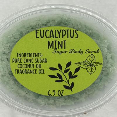 Eucalyptus Mint Sugar Body Scrub, 6.5 oz, Natural Exfoliating Spa Treatment