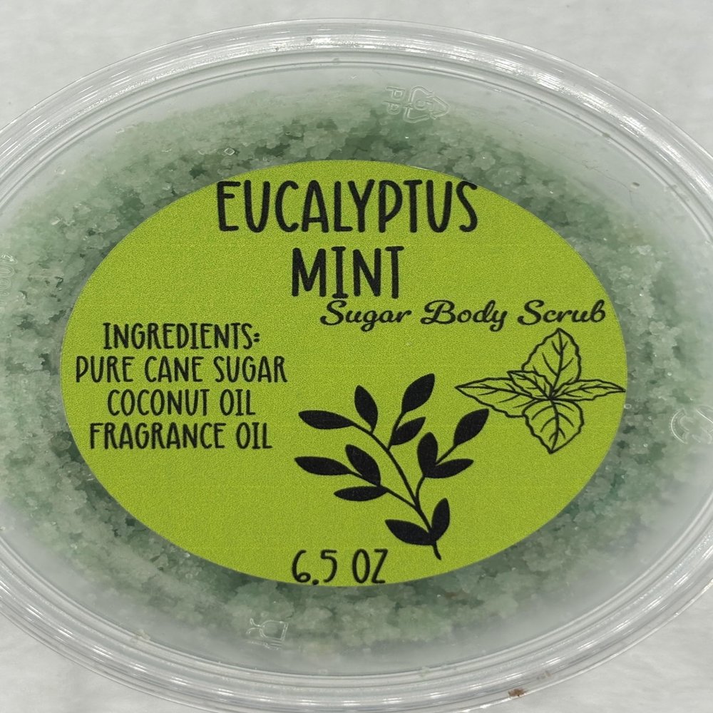 Eucalyptus Mint Sugar Body Scrub, 6.5 oz, Natural Exfoliating Spa Treatment