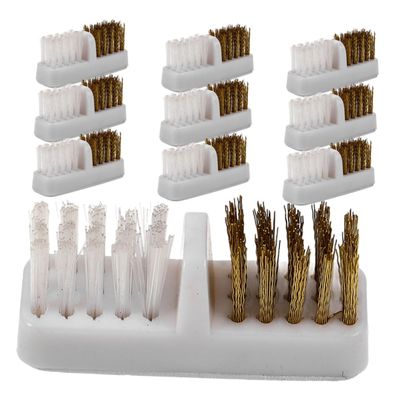 FRCOLOR 10pcs Copper Wire Nail Drill Bit Cleaning Brush Set Reusable Electric Manicure Dust Removal Brush for Nail Art Supplies and Polishing