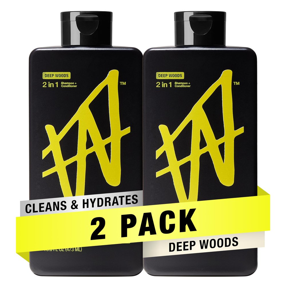 W by Jake Paul Hydrating Mens Shampoo and Conditioner 2 in 1 for All Hair Types, Vitamin-Infused, No Artificial Dyes Deep Woods, 16 fl oz (Pack of 2)