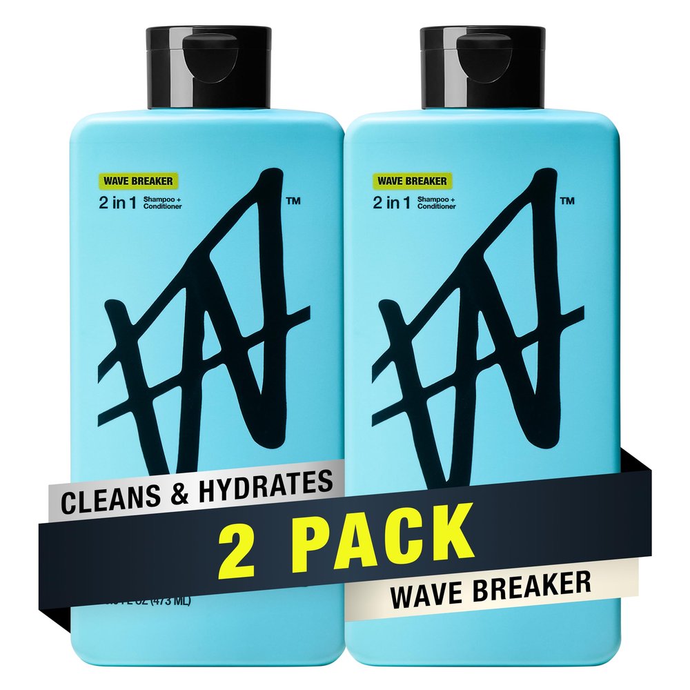W by Jake Paul Hydrating Mens Shampoo and Conditioner 2 in 1 for All Hair Types, Vitamin-Infused, No Artificial Dyes, Fresh Ice, 16 fl oz (Pack of 2)