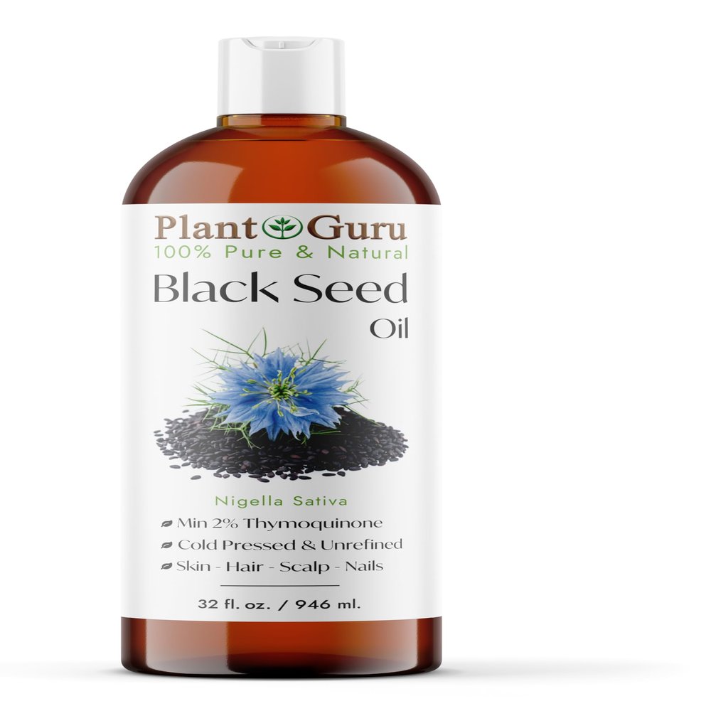Black Cumin Seed Oil 32 fl. oz. Unrefined Cold Pressed 100% Pure Natural Nigella Sativa Kalonji Oil for Skin Care, Hair Growth, Scalp and Massage.