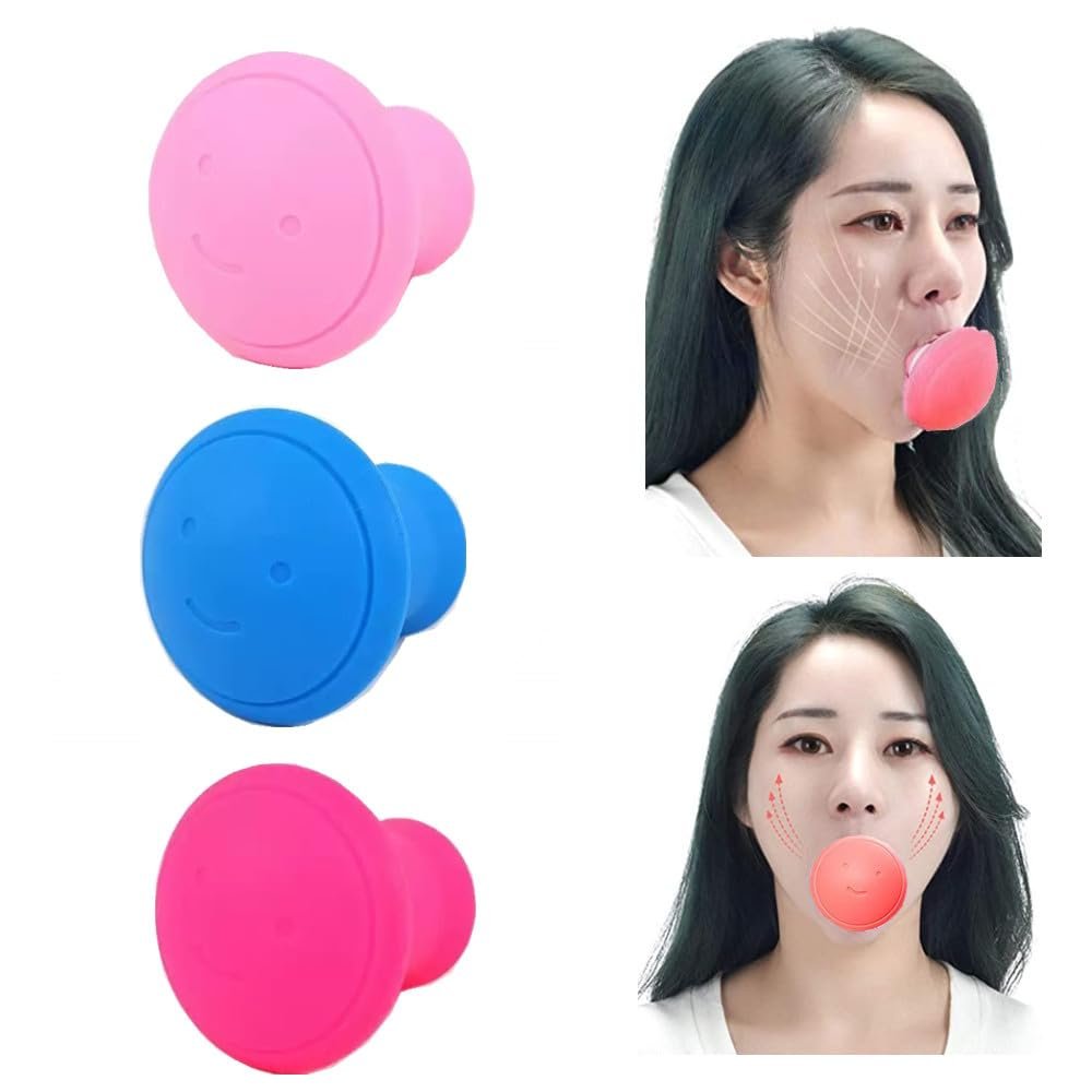 3pcs Face Neck Toning Exerciser for Women, Face Lift Skin Firming V Shape Double Chin Exerciser Instrument, Eliminate Nasolabial Folds, Tighten Facial Skin, Portable Anti Wrinkle Mouth Exercise Tool