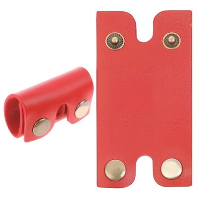 CALFOVERA 2PCS Double Edge Razor Protective Sheath Case with Snap Closure 3.431.77 Inch PU Leather Razor Head Protecting Blade Guard Shaving Travel Cover for Men Travel Butterfly Shaver (Red)