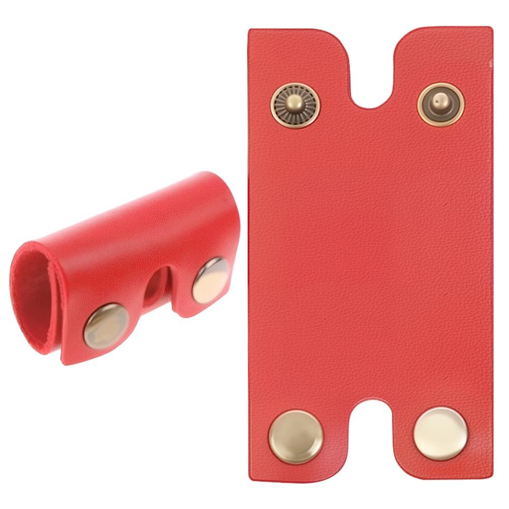 CALFOVERA 2PCS Double Edge Razor Protective Sheath Case with Snap Closure 3.431.77 Inch PU Leather Razor Head Protecting Blade Guard Shaving Travel Cover for Men Travel Butterfly Shaver (Red)