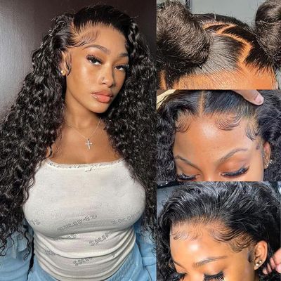 CITY GIRL Deep Wave Lace Front Wigs Human Hair Pre Plucked 13x4 Hd Transparent Lace Frontal Deep Wave Human Hair Wig For Women 200 Density 22 Inch